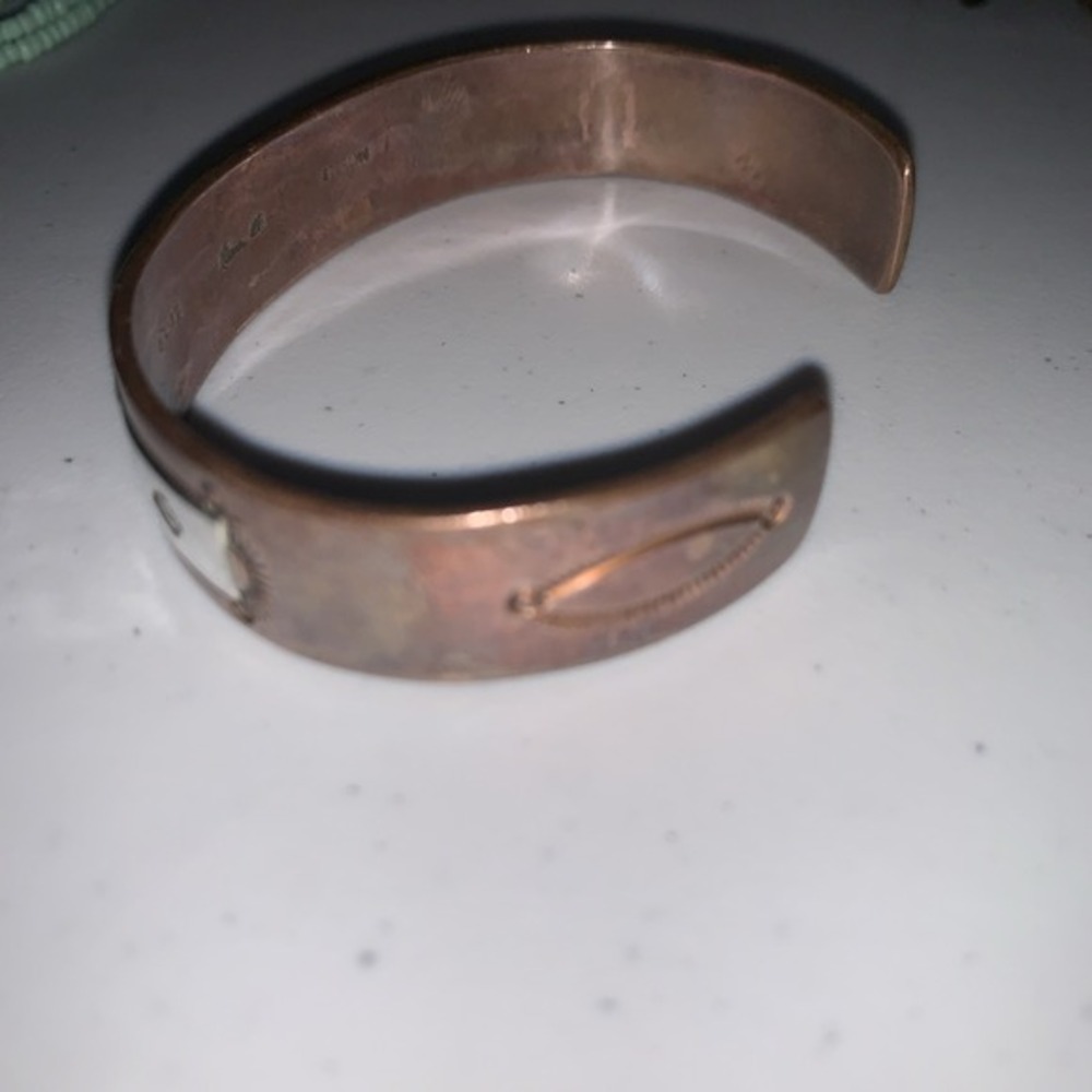 ROBERT LITTLE vintage RARE STERLING SILVER & COPPER Crosses CUFF BRACELET - Picture 6 of 6